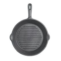 KitchenCraft Deluxe Cast Iron 24cm Round Ribbed Grill Pan