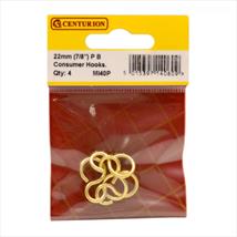 Centurion Solid Brass Consumer Hooks 22mm x 2mm Pk of 4