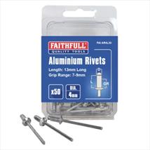 Faithfull Aluminium Rivets 4 x 13mm Long Pack of 50