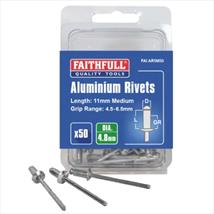 FaithfullAluminium Rivets 4.8 x 11mm Medium Pk of 50