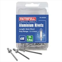 Faithfull Aluminium Rivets 4.8 x 8mm Short Pack of 50