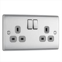 BG Nexus NBS22G 2G Switched Socket Brushed Stainless Grey Insert