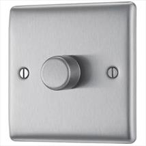 BG Nexus Brushed Steel 1-Gang 2-Way LED Dimmer Switch