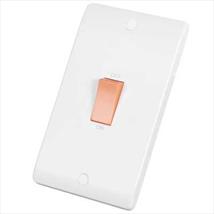 Scolmore Click Mode 45A DP 2 Gang Vertical Switch with Red Rocker White CMA202